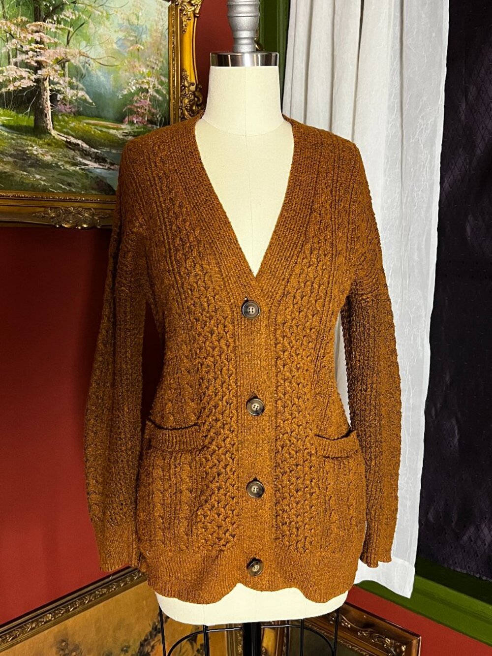 Rusty Color Knit Cardigan